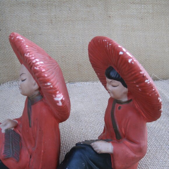 Vintage Chinese Boy & Girl Chalkware Figurines - Picture 13 of 16